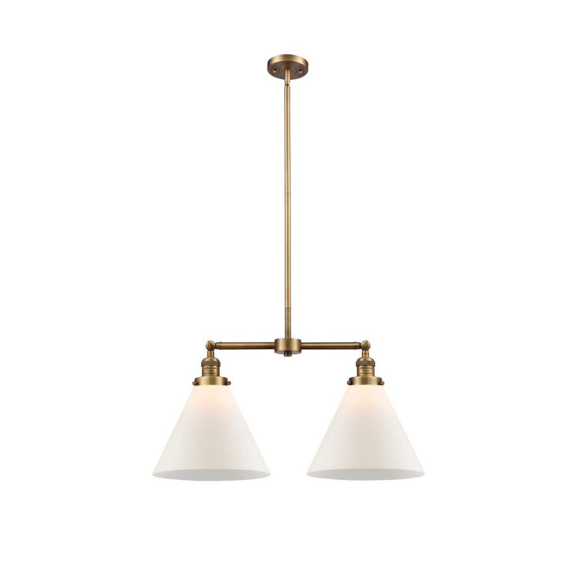 Franklin Restoration X-Large Cone LED 21 inch Brushed Brass Chandelier Ceiling Light in Matte White Glass, Franklin Restoration