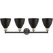 Metal Bristol 4 Light 34.5 inch Black Antique Brass and Matte Black Bath Vanity Light Wall Light