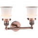 Franklin Restoration Small Canton 2 Light 17 inch Antique Copper Bath Vanity Light Wall Light in Matte White Glass, Franklin Restoration