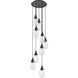 Malone 9 Light 20.13 inch Matte Black Multi Pendant Ceiling Light in Striped Clear Glass