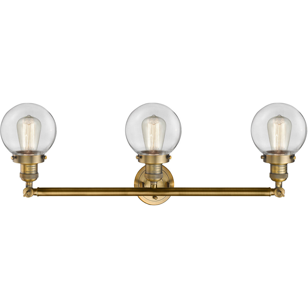 Franklin Restoration Beacon LED 30 inch Brushed Brass Bath Vanity Light Wall Light in Clear Glass, Franklin Restoration