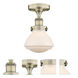 Olean 1 Light 6.5 inch Antique Brass Semi-Flush Mount Ceiling Light in Matte White Glass