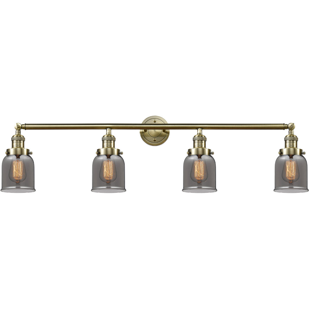 Franklin Restoration Small Bell LED 42 inch Antique Brass Bath Vanity Light Wall Light in Plated Smoke Glass, Franklin Restoration