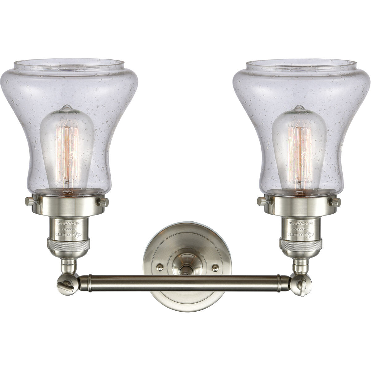 Franklin Restoration Bellmont LED 17 inch Brushed Satin Nickel Bath Vanity Light Wall Light in Seedy Glass, Franklin Restoration