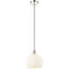 Edison White Venetian 1 Light 10 inch Polished Nickel Stem Hung Mini Pendant Ceiling Light