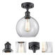 Ballston Athens LED 8 inch Matte Black Semi-Flush Mount Ceiling Light in Clear Glass, Ballston