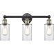 Clymer 3 Light 21.88 inch Black Antique Brass and Clear Bath Vanity Light Wall Light