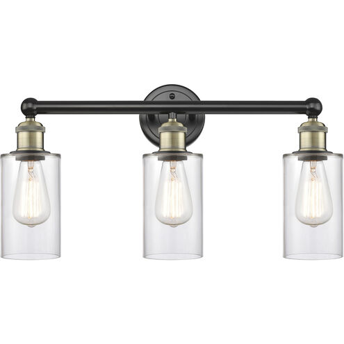 Clymer 3 Light 21.88 inch Black Antique Brass and Clear Bath Vanity Light Wall Light