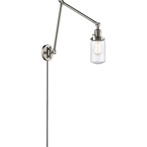 Dover 30 inch 3.50 watt Satin Nickel Swing Arm Wall Light, Franklin Restoration