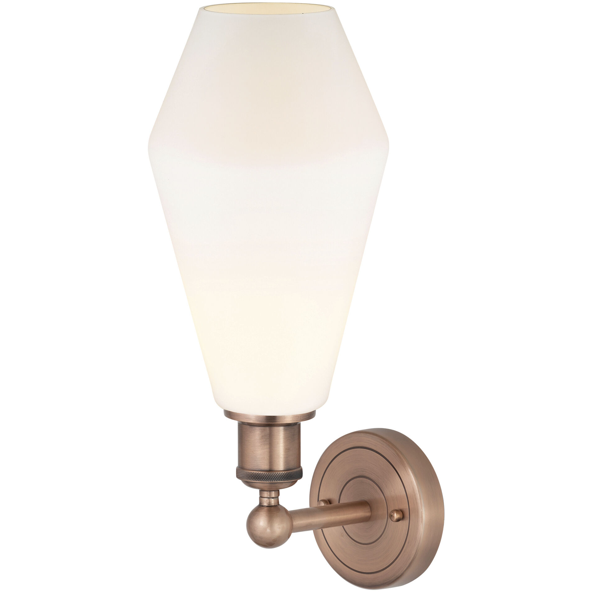Cindyrella Sconce Wall Light in Antique Copper, Cased Matte White