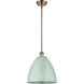 Ballston Plymouth Dome LED 12 inch Antique Copper Pendant Ceiling Light in Matte Seafoam
