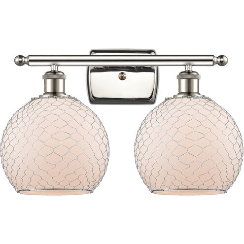 Ballston Farmhouse Chicken Wire LED 16 inch Polished Nickel Bath Vanity Light Wall Light, Ballston