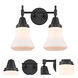 Caden 2 Light 15 inch Matte Black Bath Vanity Light Wall Light in Matte White Glass