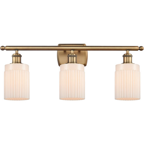 Ballston Hadley 3 Light 26 inch Brushed Brass Bath Vanity Light Wall Light in Matte White Glass, Ballston