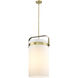 Pilaster 4 Light 13.38 inch Brushed Brass Pendant Ceiling Light in Matte White Glass