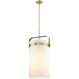 Pilaster Pendant Ceiling Light in Brushed Brass, Matte White Glass