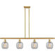 Ballston Belfast 4 Light 48 inch Satin Gold Island Light Ceiling Light in Clear Crackle Glass, Ballston