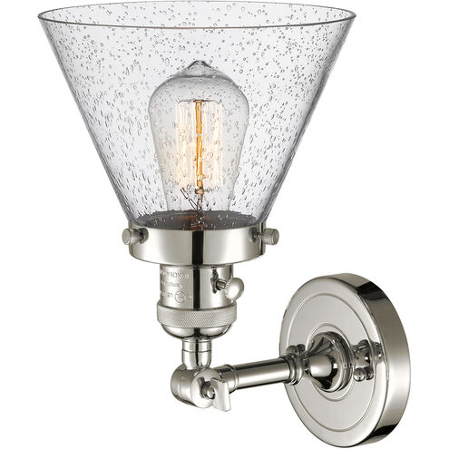 Franklin Restoration Large Cone LED 8 inch Polished Nickel Sconce Wall Light, Franklin Restoration