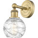 Athens Deco Swirl Sconce Wall Light in Brushed Brass, Clear Deco Swirl
