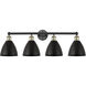 Metal Bristol 4 Light 34.5 inch Black Antique Brass Bath Vanity Light Wall Light in Matte Black
