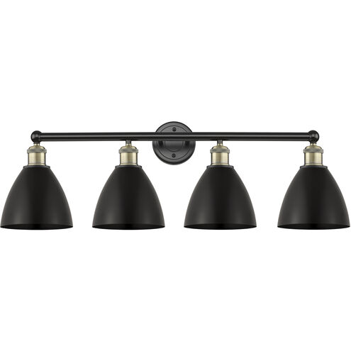 Metal Bristol 4 Light 34.5 inch Black Antique Brass Bath Vanity Light Wall Light in Matte Black