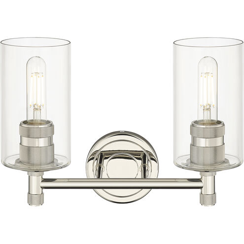 Crown Point 2 Light 13.88 inch Polished Nickel Bath Vanity Light Wall Light in Clear Glass