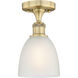 Castile 1 Light 6 inch Brushed Brass Flush Mount Ceiling Light in White