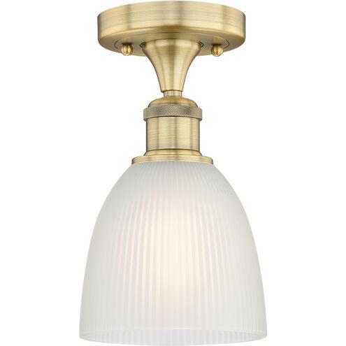 Castile 1 Light 6 inch Brushed Brass Flush Mount Ceiling Light in White