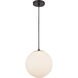 Tolland LED 10 inch Matte Black Mini Pendant Ceiling Light in Matte White Glass