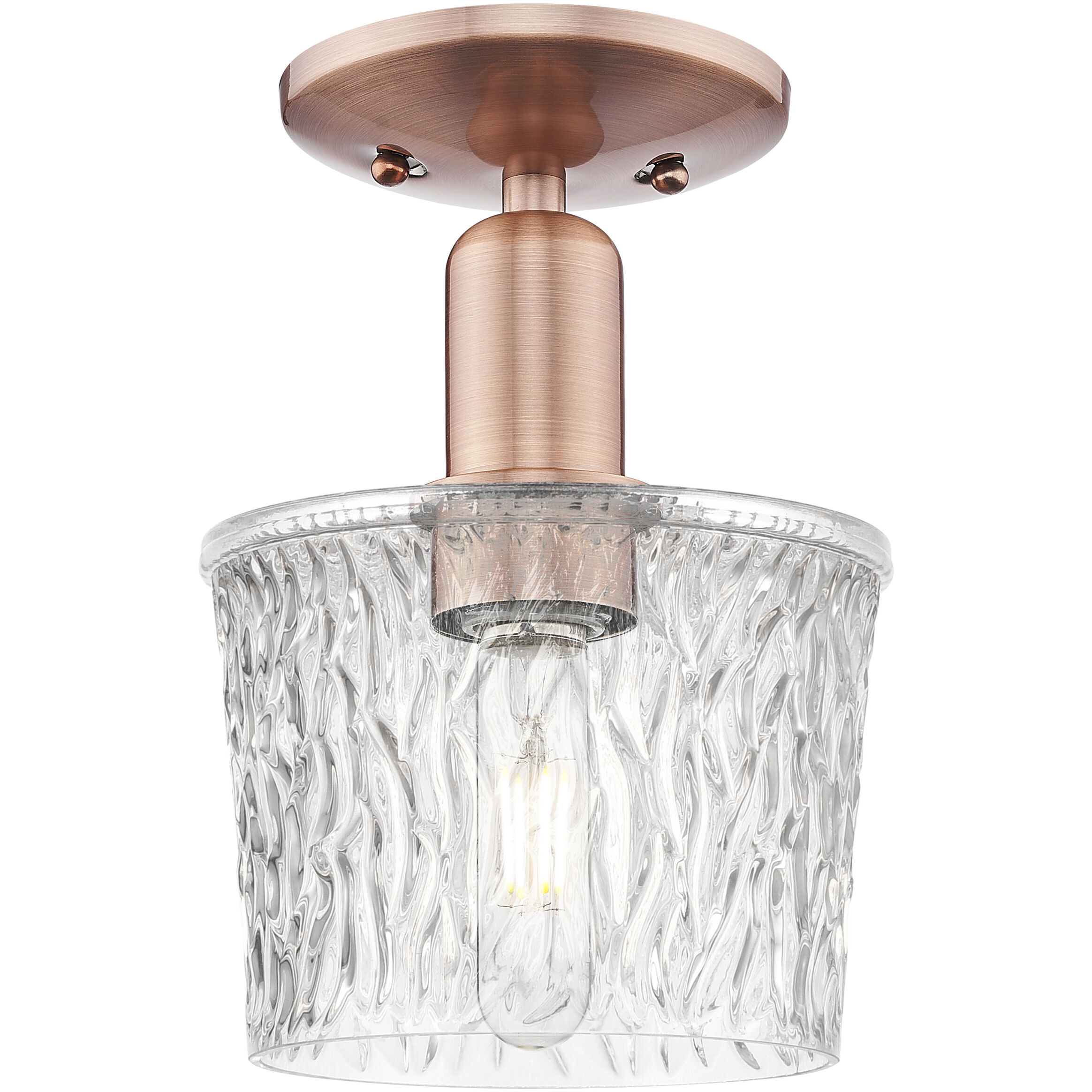 Arcadia Niagara 1 Light 6.5 inch Antique Copper Semi-Flush Mount Ceiling Light