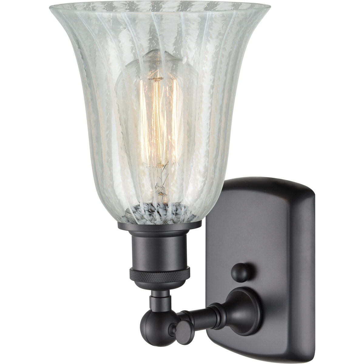 Ballston Hanover LED 6.25 inch Matte Black Sconce Wall Light in Mouchette Glass, Ballston