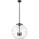 Ballston Deco Swirl 3 Light 18 inch Matte Black Pendant Ceiling Light