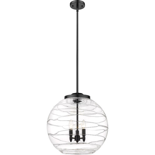 Ballston Deco Swirl 3 Light 18 inch Matte Black Pendant Ceiling Light