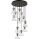 Newton Cone 12 Light 27.25 inch Matte Black Multi Pendant Ceiling Light in Seedy Glass