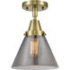 Franklin Restoration X-Large Cone LED 12 inch Antique Brass Flush Mount Ceiling Light in Light Smoke Glass