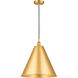 Edison Cone LED 16 inch Satin Gold Mini Pendant Ceiling Light