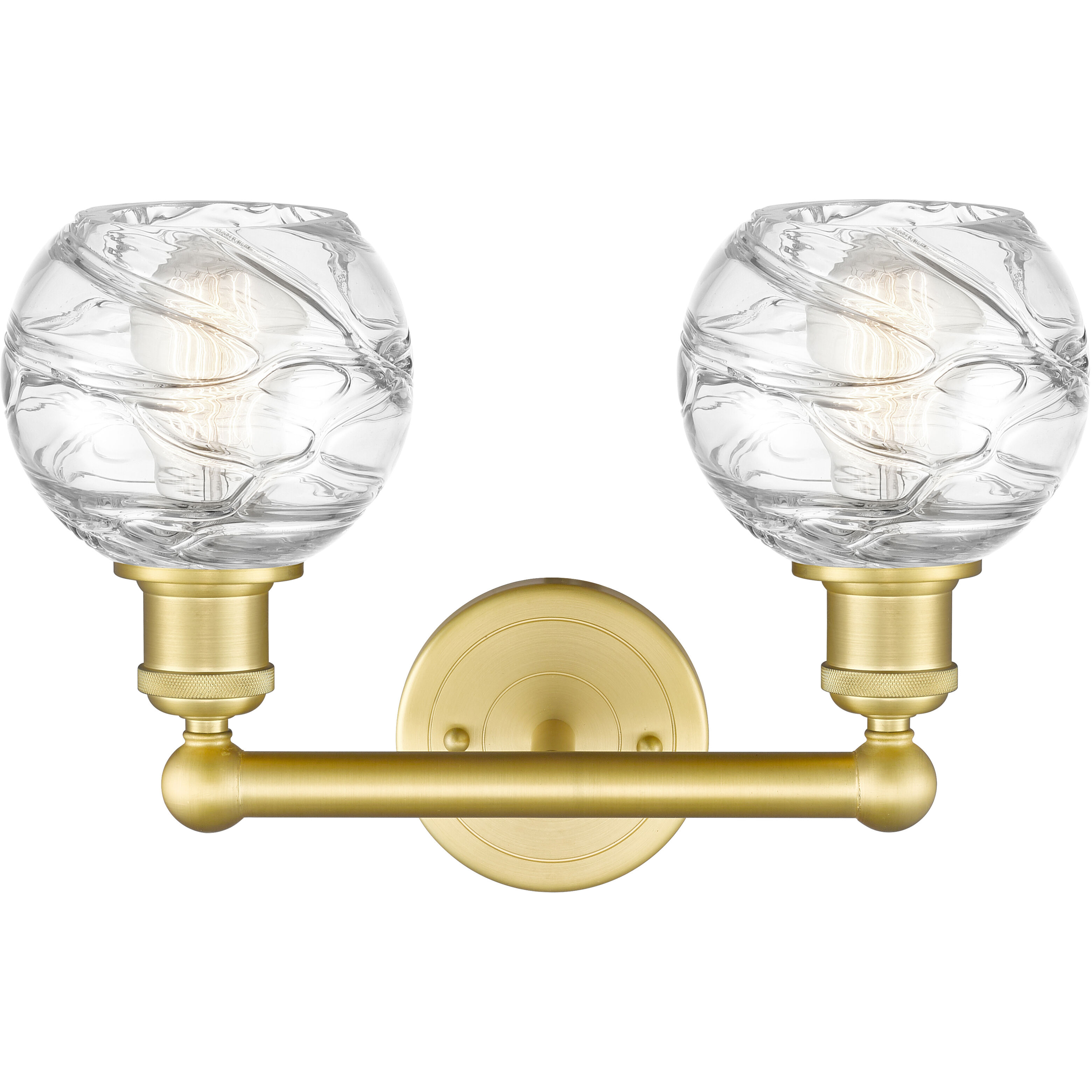 Athens Deco Swirl 2 Light 15 inch Satin Gold Bath Vanity Light Wall Light in Clear Deco Swirl