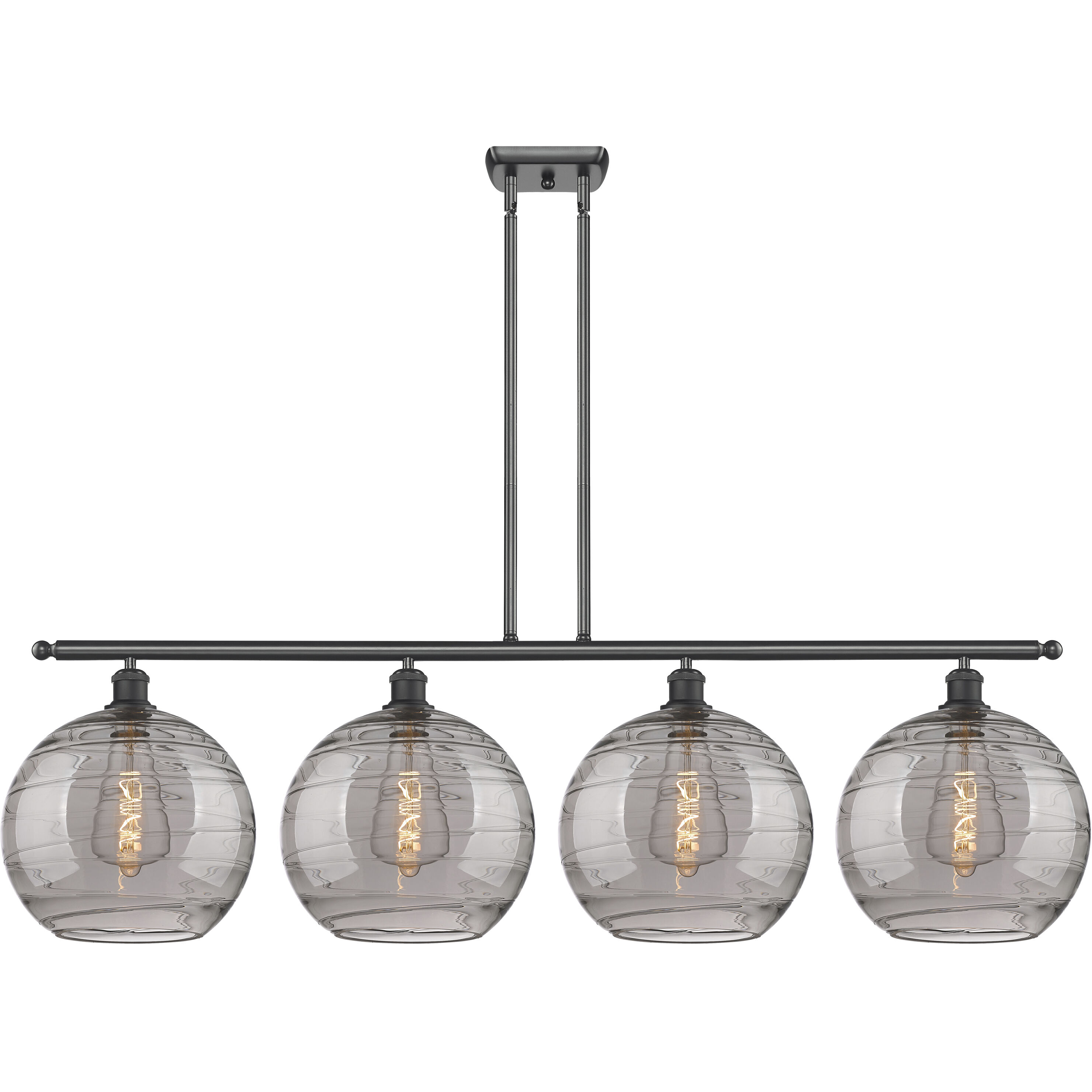 Ballston Athens Deco Swirl 4 Light 50.25 inch Matte Black Stem Hung Island Light Ceiling Light