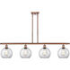 Ballston Athens LED 48 inch Antique Copper Island Light Ceiling Light in Clear Glass, Ballston