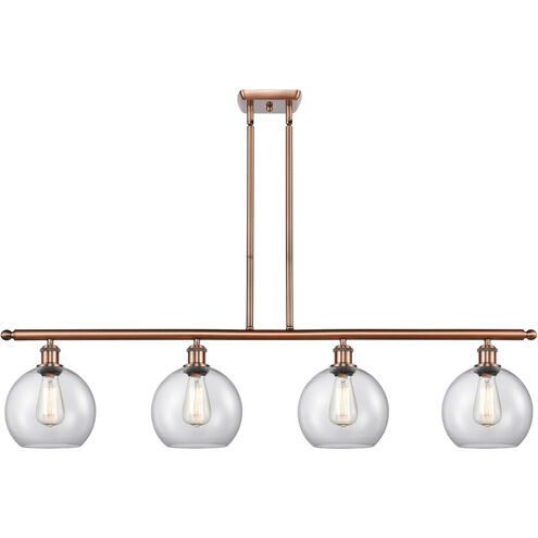 Ballston Athens LED 48 inch Antique Copper Island Light Ceiling Light in Clear Glass, Ballston