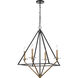 Raleigh 4 Light 24 inch Black Brushed Brass Chandelier Ceiling Light in Incandescent