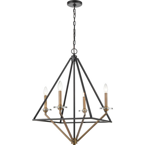 Raleigh 4 Light 23.5 inch Black Brushed Brass Chandelier Ceiling Light