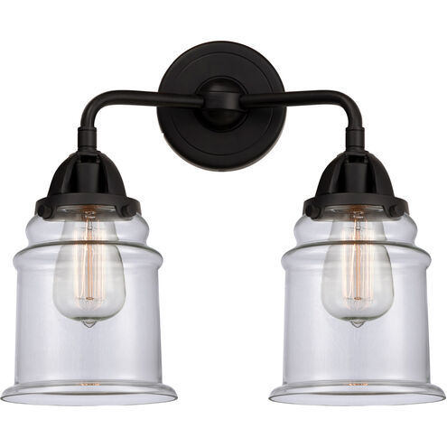 Nouveau 2 Canton 2 Light 14 inch Matte Black Bath Vanity Light Wall Light in Clear Glass