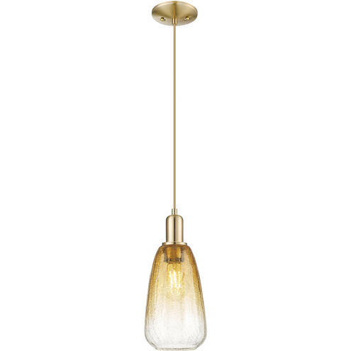 Downtown Urban Brookhaven Almond 1 Light 6 inch Champagne Bronze Mini Pendant Ceiling Light in Amber Glass