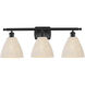 Ballston Bristol Natural 3 Light 27.5 inch Matte Black Bath Vanity Light Wall Light