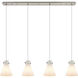 Newton Cone 4 Light 51.75 inch Brushed Satin Nickel Linear Pendant Ceiling Light in White Glass