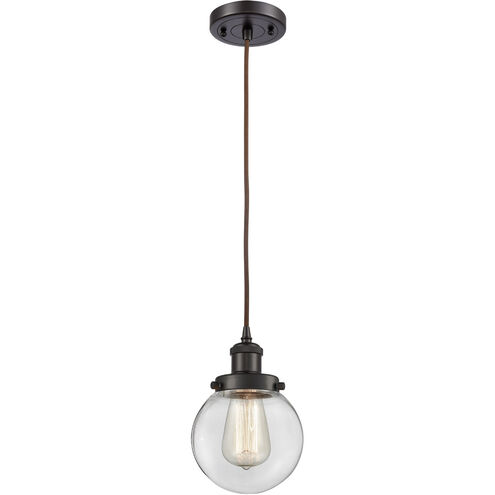 Ballston Beacon LED 6 inch Oil Rubbed Bronze Mini Pendant Ceiling Light in Clear Glass, Ballston