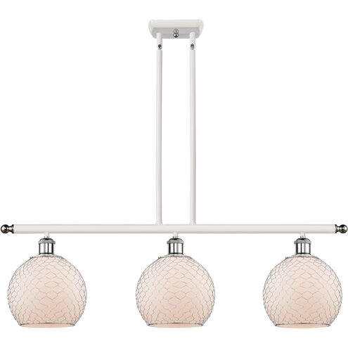 Ballston Farmhouse Chicken Wire LED 36 inch White and Polished Chrome Island Light Ceiling Light, Ballston