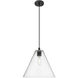 Crown Point 1 Light 12 inch Matte Black Pendant Ceiling Light in Seedy Glass