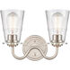 Scarlett 2 Light 14 inch Satin Nickel Bath Vanity Light Wall Light in Seedy Glass